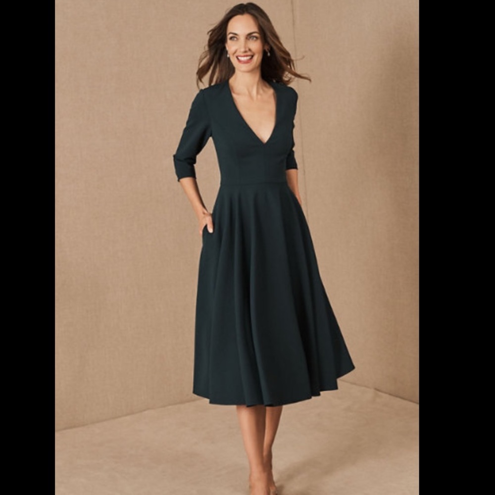 BHLDN Valdis 3/4 Sleeve Emerald Green